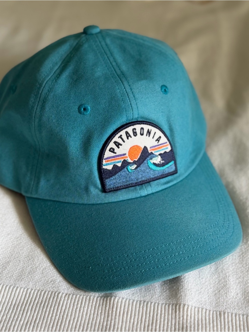 Patagonia Teal Cap with Mountain, Wave & Sun Patch